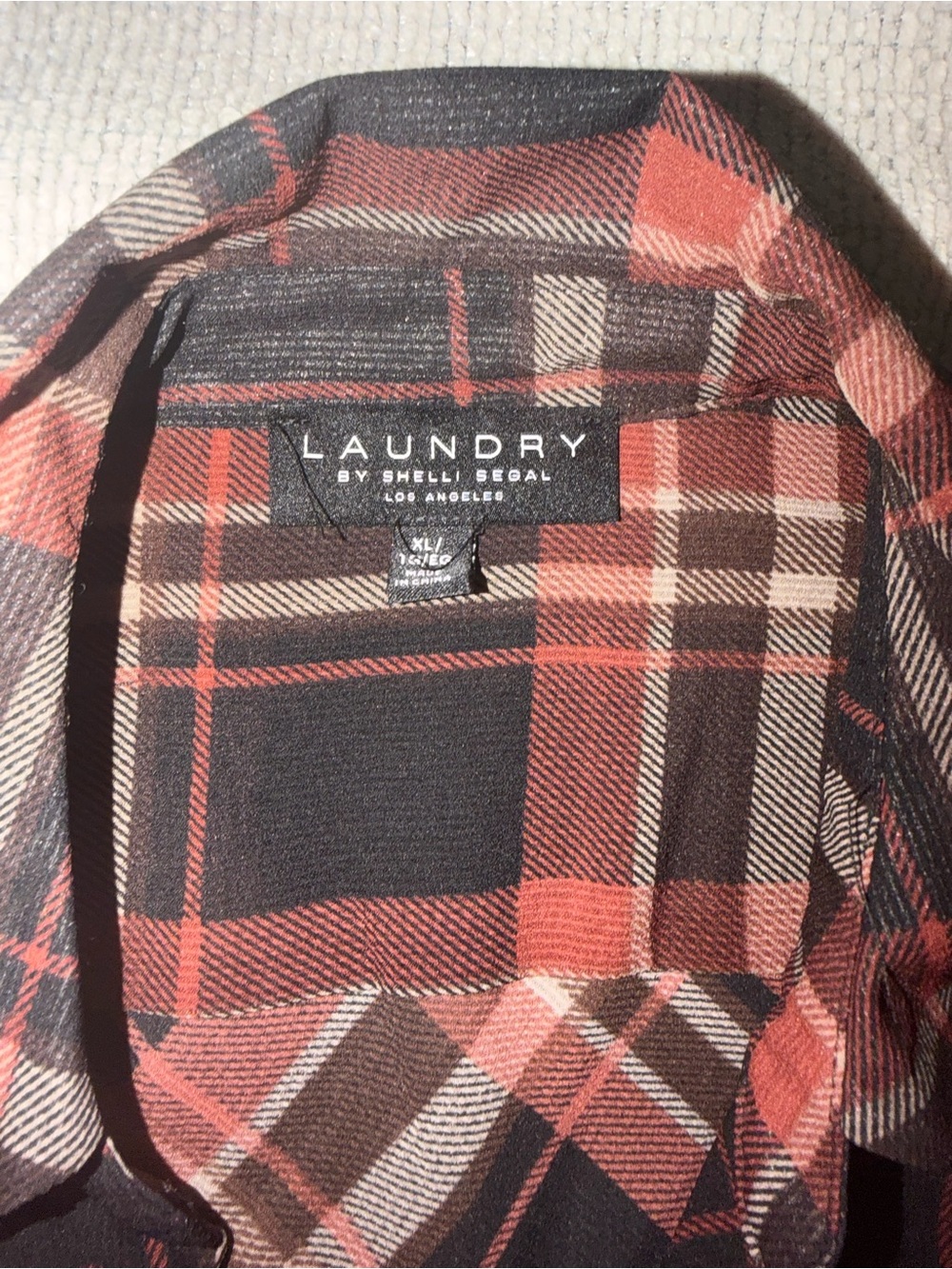 Laundry By Shelli Segal Black and Brown Plaid Twist-Front Blouse - Picture 3 of 4